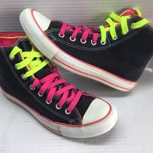 Converse Chuck Taylor 2-Fold Hi Top Black w/ Neon Pink & Green Women 10 / Men 8